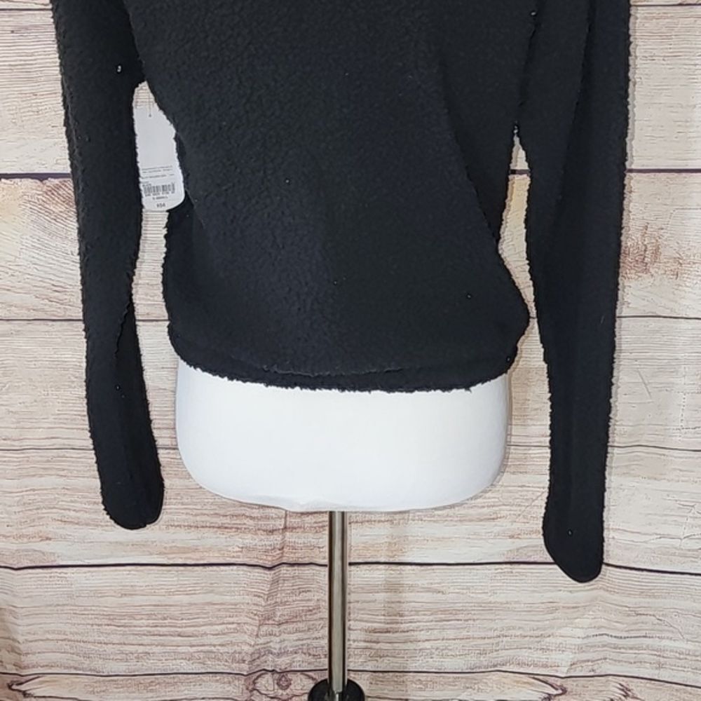 NWT Xersion Faux Fur‎ Black Half Zip Sweatshirt Size X-Small - Picture 11 of 14